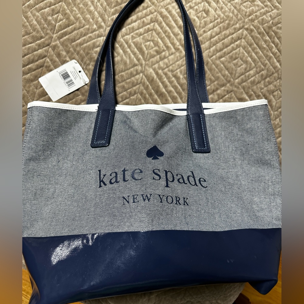 Denim and leather Kate spade tote